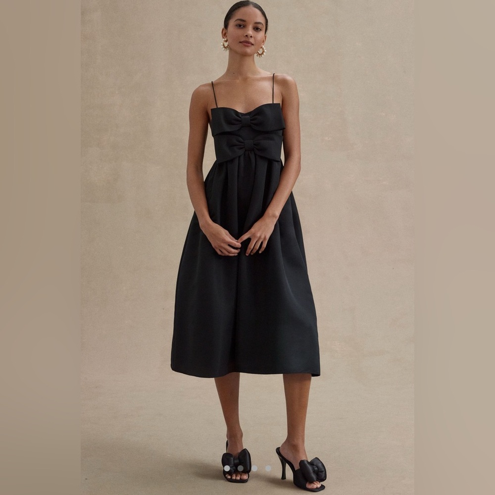 Sachin & Babi Sloane Taffeta Double Bow Pleated Midi Dress